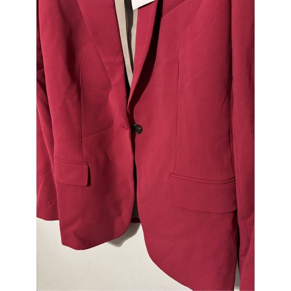 Brand New Theory Women's Size 2 Red Classic Cut Single Button Blazer Jacket Coat - Picture 2 of 7